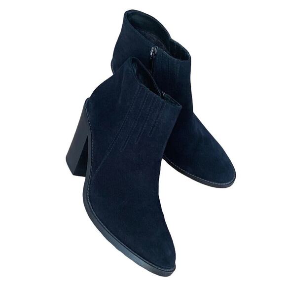 AQUITALIA Suede Chelsea Boots Ankle Size 10 Heels Italy Blue - Picture 9 of 9
